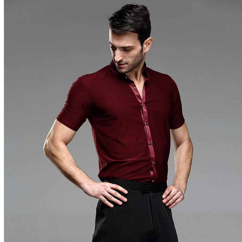 Camisas de baile para camisa Latina para hombre, camisas de salón, trajes de baile latino, top de baile para hombre, ropa de salón, Ropa de baile|latin shirt men|latin dance costumesmens latin
