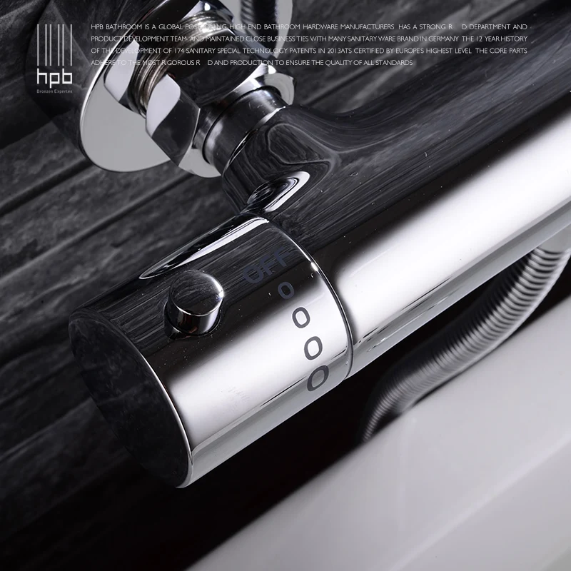  Full - copper thermostat mixed valve faucet hot water and cold shower set