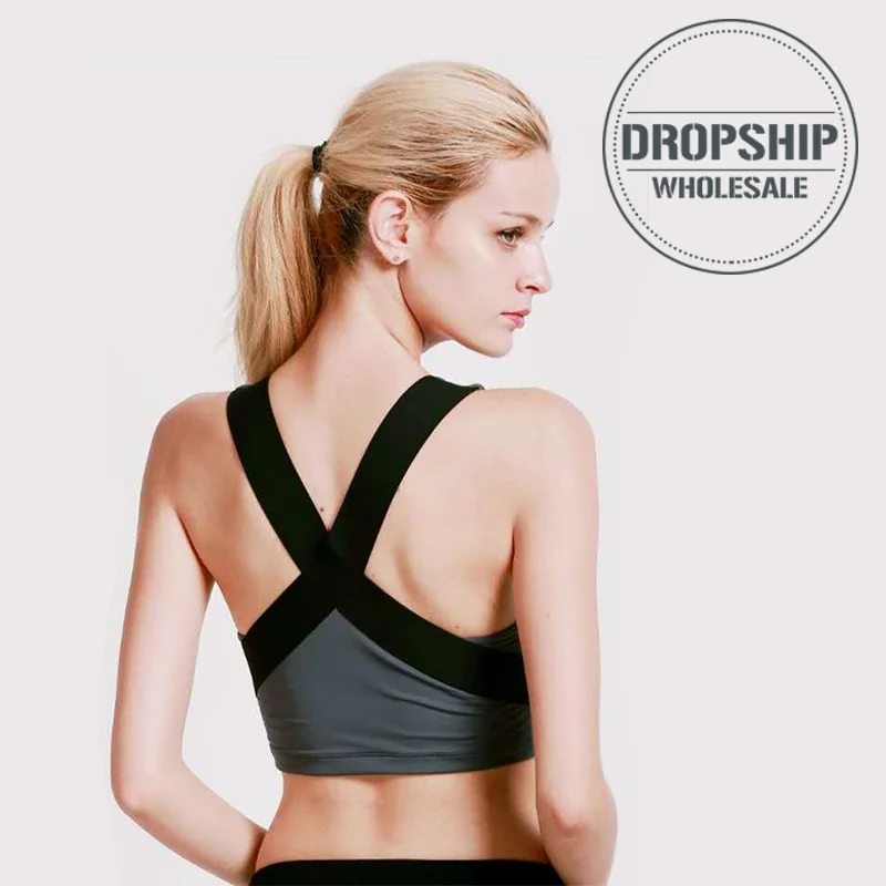 

HOT Cross X Yoga Bra Solid Push up Fitness Crop Tops Sports Shirt Sportwear Gym Energy Running Workout Elastic Vest Dancing Top