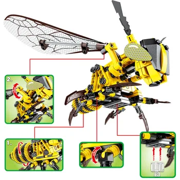 

new blocks Simulation Insect Hand Bee Dragonfly Puzzle DIY Assembled Spell Inserted Decompression Clicking Building Block