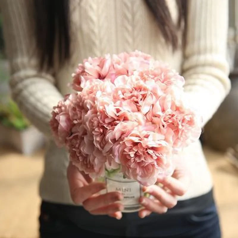 

5 Heads Artificial Flowers Peony Bouquet for Wedding Party Decoration Peonies Fake Flowers Home Decor Silk Fake Plant Home Decor