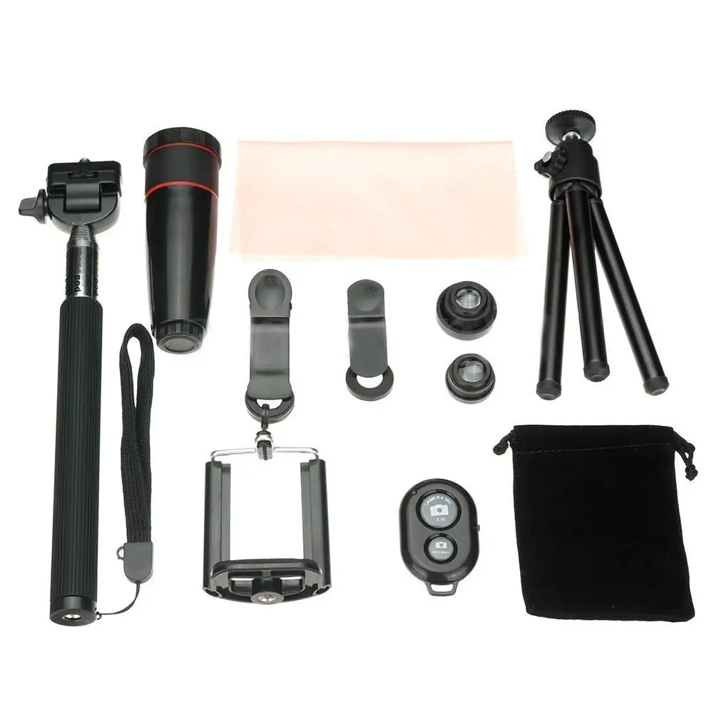 10in1 Camera Lens Kit Fish eye Wide Angle Macro Lenses 8x