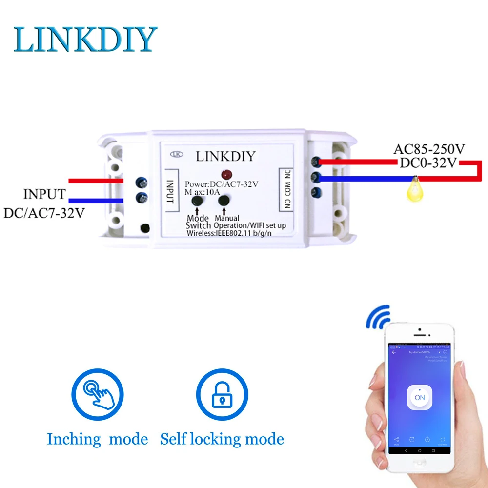 

Smart Remote Control wifi switch Home automation wireless light switches 10A dc7-32v 12v 24v 2G/3G/4G for Android, iOS