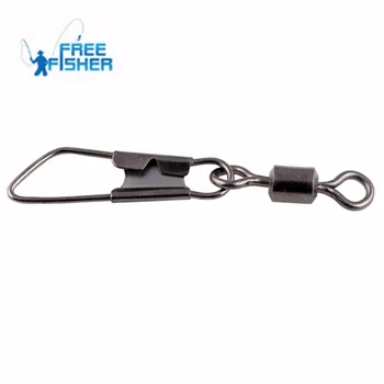 

FreeFisher 100 pcs/set Fishing Rolling Swivels with Safety Snap Connector Solid Rings Carp Sea Fishing Accessories Catch Salmon