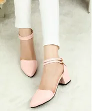 New Arrival 2016 Summer Women European Style Buckle Comfortable High Heels Wedding white/pink Party Sandals Shoes Size 35-39 478