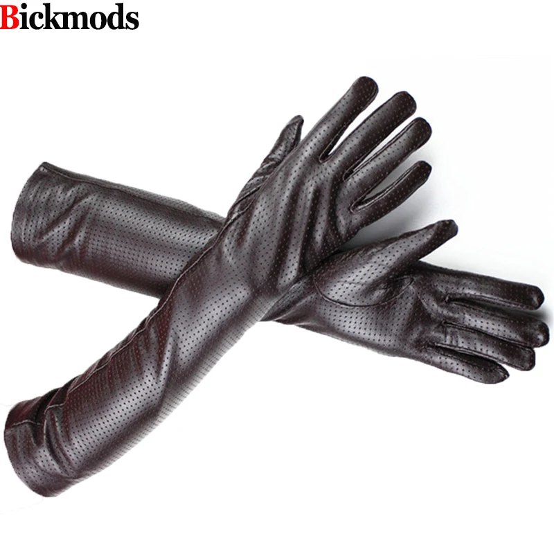 

2017 new women Long Leather Gloves Female Mesh Style Over Elbow Length Sheepskin Lining Spring And Autumn free shipping