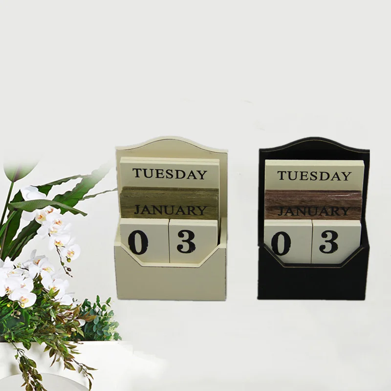 LBER черный/белый деревянный стол календарь Ретро Винтаж деревянный блок вечный календарь деревянный экологический офис Декор для