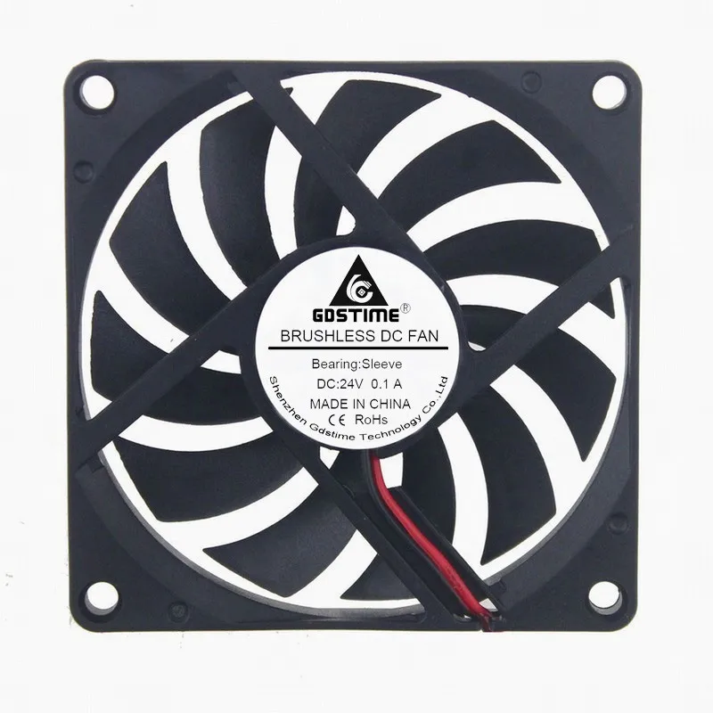 2 шт. Gdstime DC 24 В провода 2Pin 8 см 80x80x10 мм Бесщеточный вентилятор охлаждения