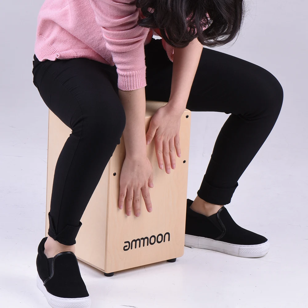 Ammoon деревянный Cajon ручная барабанная коробка барабанный инструмент для уговаривания древесины березы с регулируемыми струнами сумка для переноски для детей