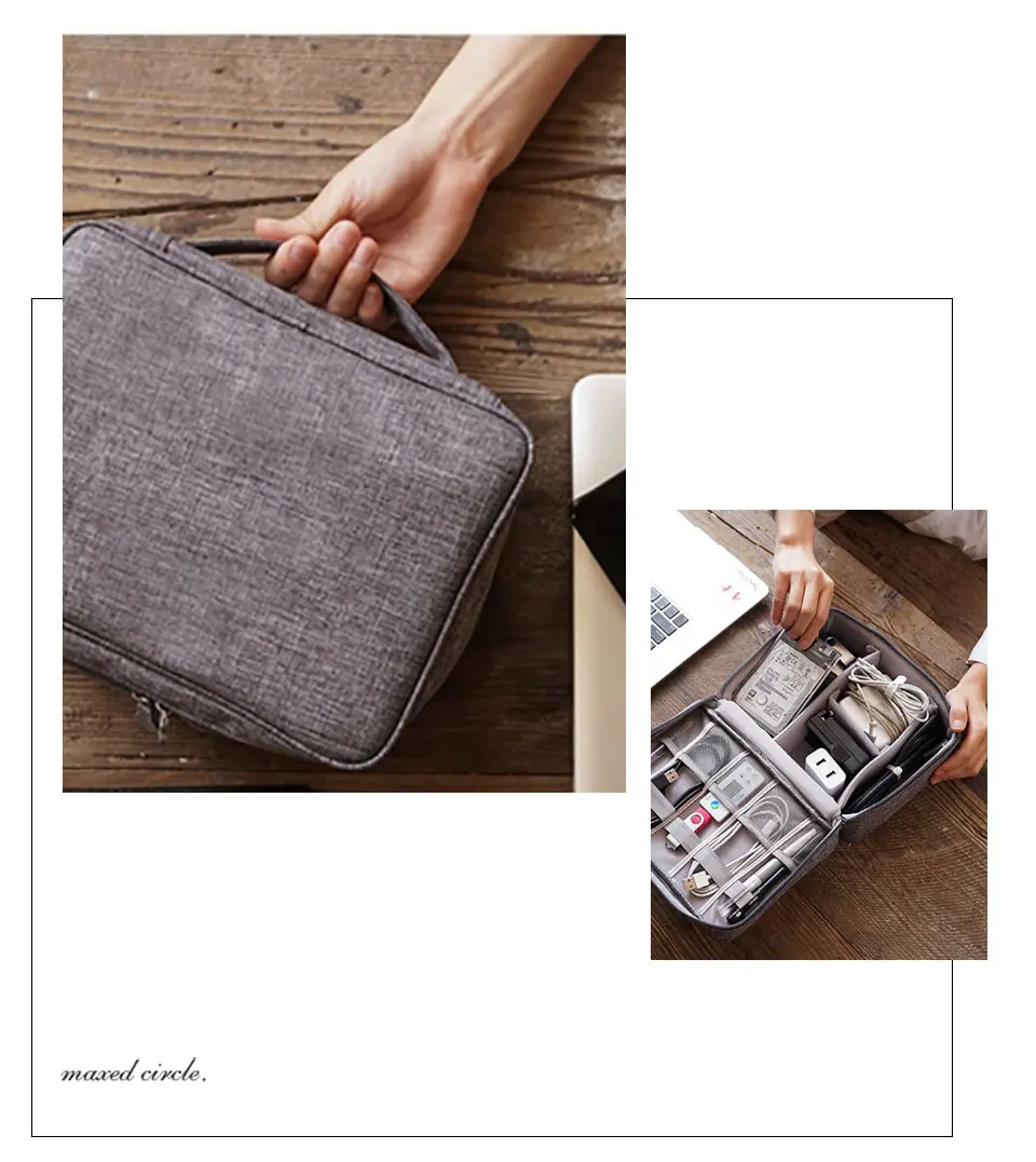 Travel Cable Bag Portable Digital USB Gadget Electronic Accessories Cable Organizer Bag Storage Bags Zipper Polyester Case       (5)