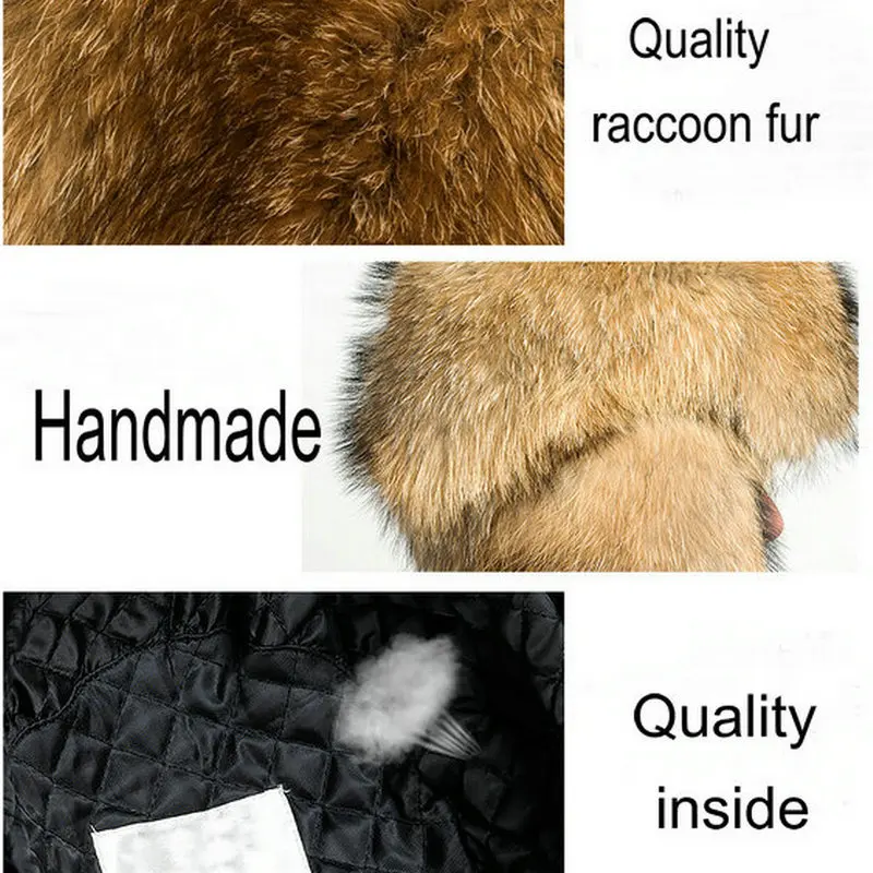 Natural Color Fur Hat Siberian Style Fur Hat  Raccoon Full Ushanka Hat for middle-aged cotton cap Lei Feng hat Winter hat