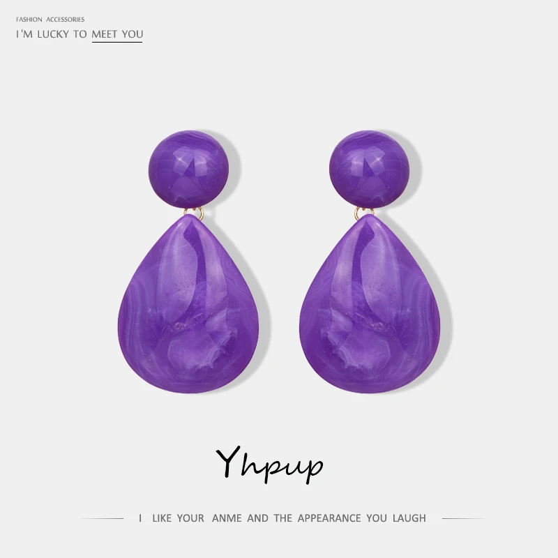 Yhpup 2019 модные очаровательные акриловые брендовые серьги в форме капли воды