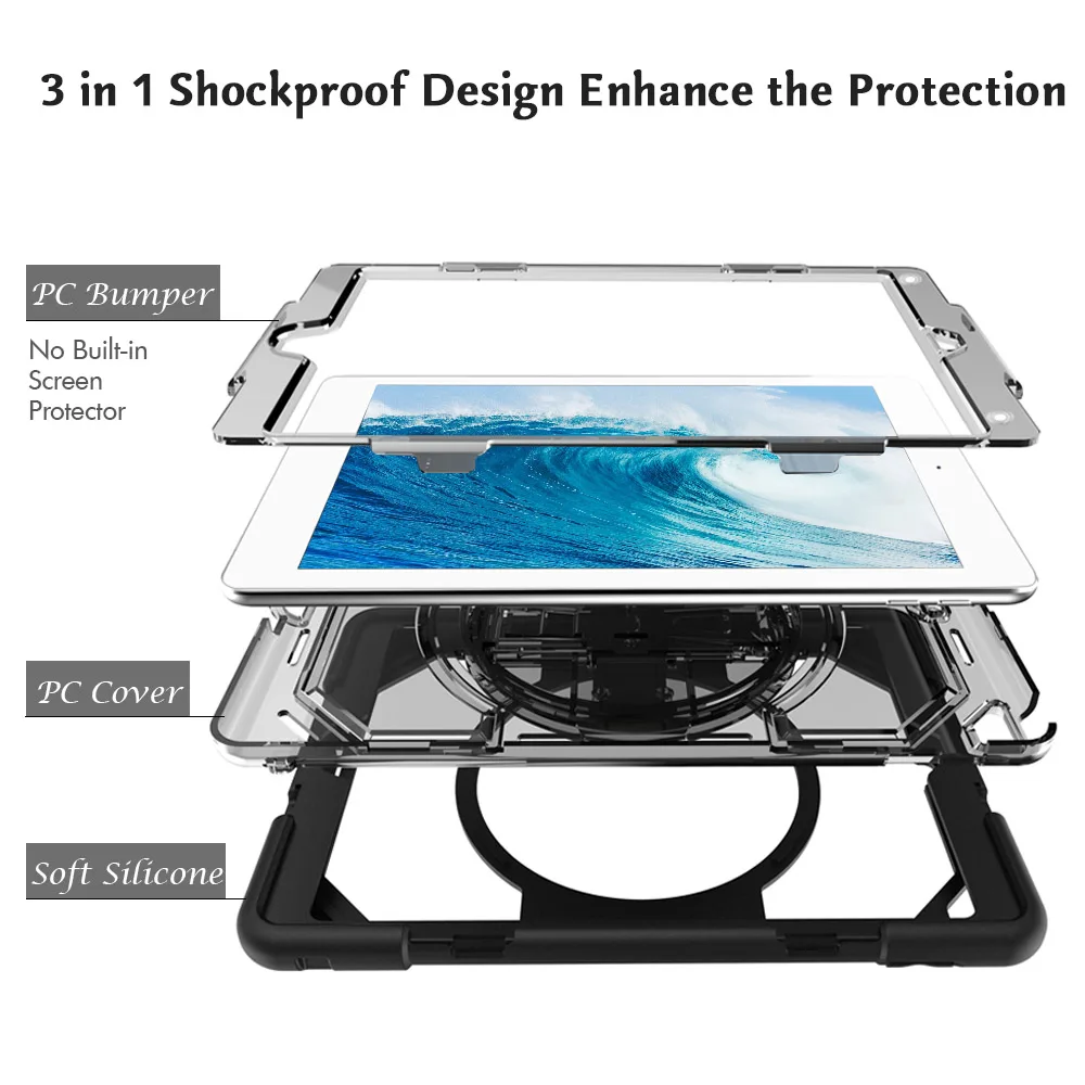For New Apple iPad 2018 9.7 Miesherk Shockproof Drop Protection Cover with Hand Strap Neck Strap,Heavy Duty Case for ipad 6th For New Apple iPad 2018 9.7 Miesherk Shockproof Drop Protection Cover with Hand Strap Neck Strap,Heavy Duty Case for ipad 6th