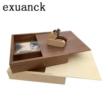 Exuanck Пользовательский логотип деревянный фотоальбом коробка для упаковки подарков коробка USB деревянная коробка размер 170*170*35 мм usb 2,0 4 ГБ 8 ГБ 16 ГБ 32 ГБ флэш-накопитель