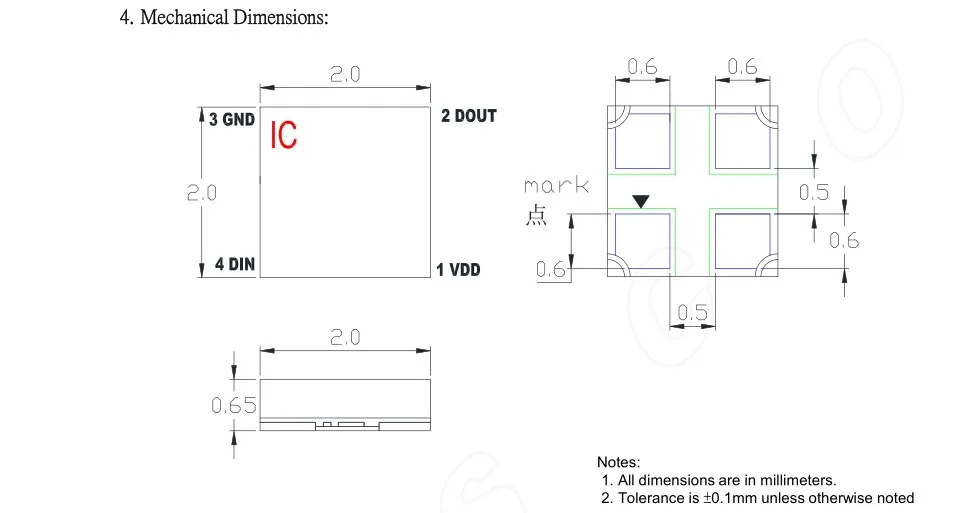 SK6812-EC20; SK6812 SMD Тип встроенного управления светящийся поплавок источник интегрирования цепи управления и светоизлучающей цепи