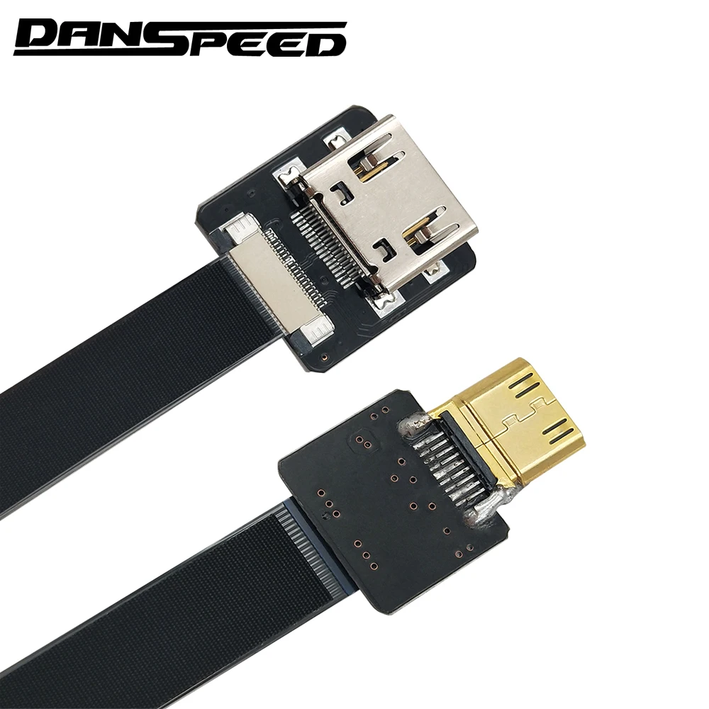 Danspeed fpv hdmi نوع الأنثى إلى ميني hdmi ذكر hdtv fpc شقة كابل للتصوير 20 سنتيمتر