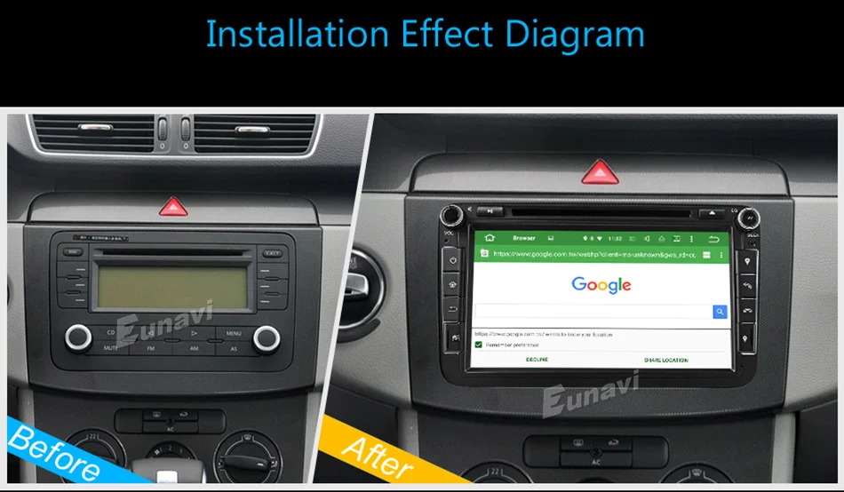 Excellent Eunavi Android 8.0 Octa Core 4GB RAM Car DVD for VW Passat CC Polo GOLF 5 6 Touran EOS T5 Sharan Jetta Tiguan GPS Radio Seat A 25