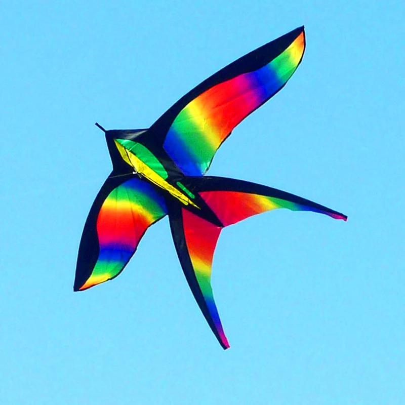 free shipping rainbow bird kite flying line ripstop nylon fabric outdoor font b toys b font