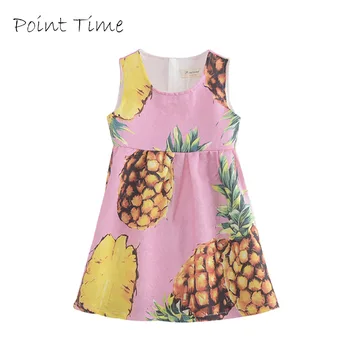 

Fashion Summer Girls Dress Fruit Pineapple Infant Dress Pink Sleeveless Dresses For Girl Princess Children Clothes