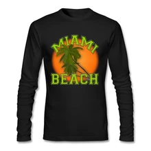 О-образным вырезом Для мужчин футболки Марка подростков Майами пляж футболка длинный рукав дешевые футболки оптом Программы для компьютера