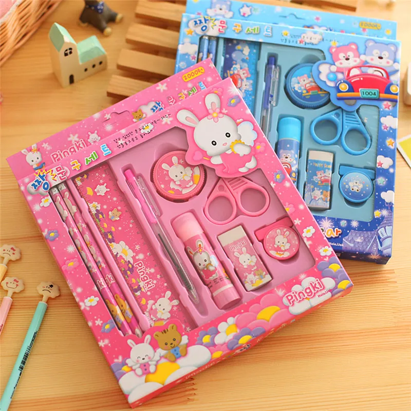 9in1 Learn Stationery Box Set Pencil Eraser Ruler Sharpener Kids Girls Boys Newin Drawing Toys