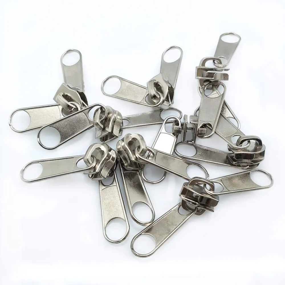 5# Metal Silver Double Sided Nylon Zipper Slider Head Puller DIY Handwork Bag Luggage 20pc zipper sliders,zipper heads,zipper accessories