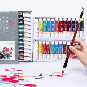 

Calligraphy ink Paint Set 12/18/24 Colors Pigment Chinese Landscape Painting Paint 5/12ml Chinese Painting pigment Art Supplies