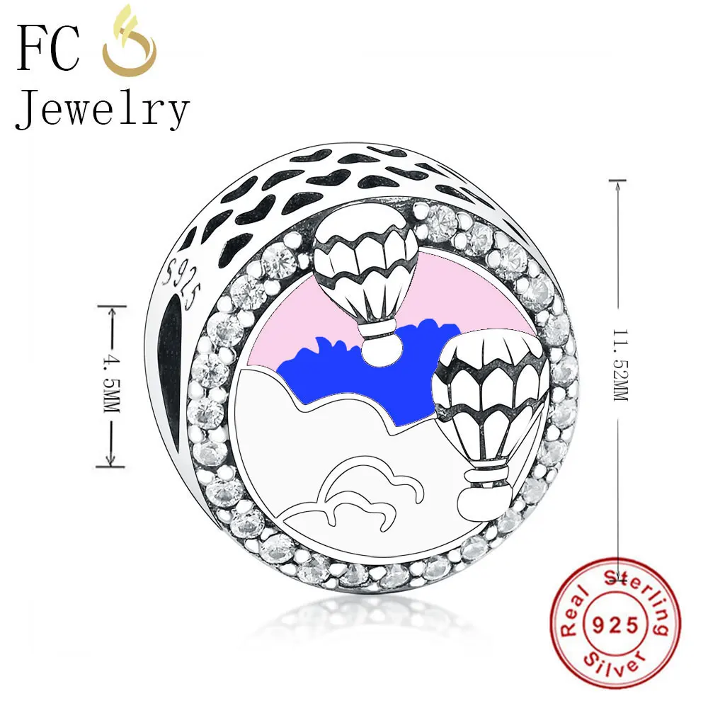 Genuine 925 Sterling Silver Hot Air Balloon Collection Charm Dangle Fits Original Pandora Charm Bracelet DIY Jewelry Making - Цвет: FFC01134