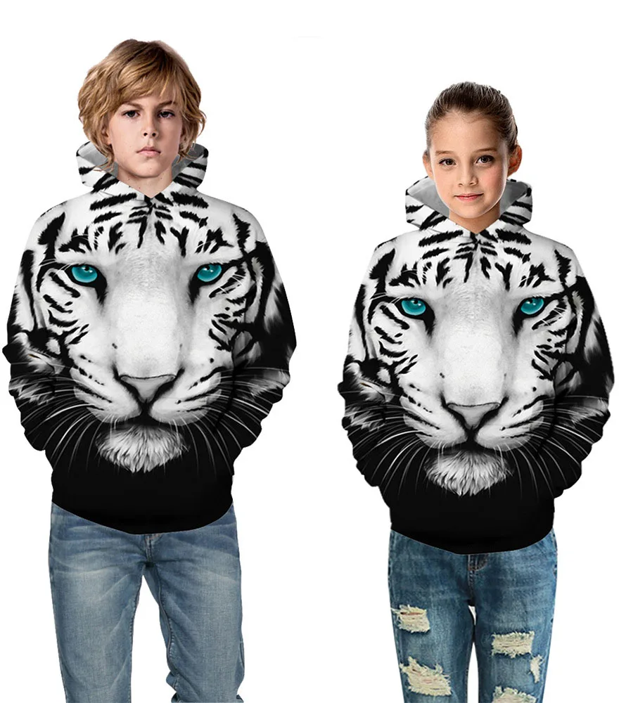 От 3 до 12 лет худи для мальчиков с 3D принтом льва осенний свитер с капюшоном для мальчиков-подростков детская одежда пуловер с длинными рукавами