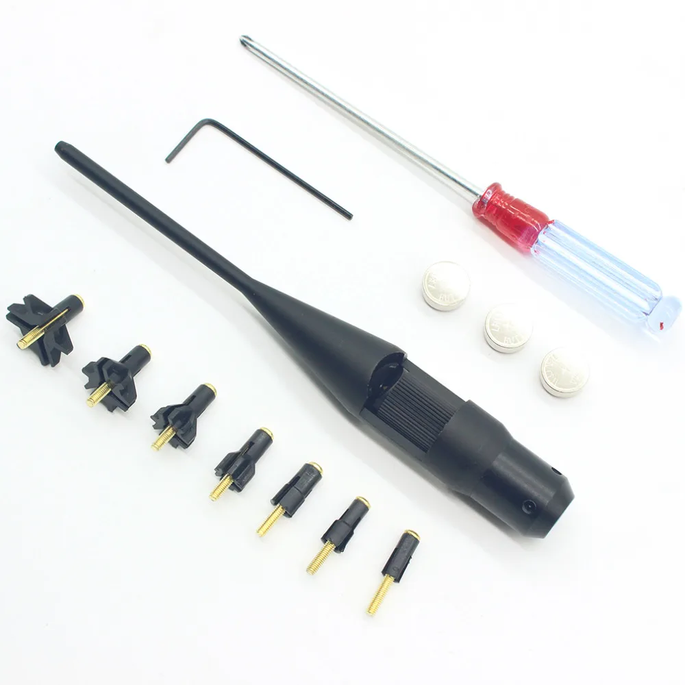 

Outdoor Tactical Adjustable Red Laser Boresighter Bore Sight Kit For Hunting .17 to .78 Caliber Rifles Airsoft Optical Scope