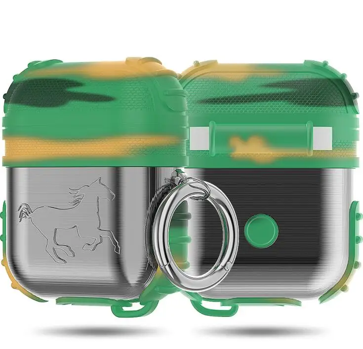 

Case For Airpods Silica gel For Air Pods Shockproof Earphone Protective Metal + Silicone Cover Waterproof Headset Accessorie