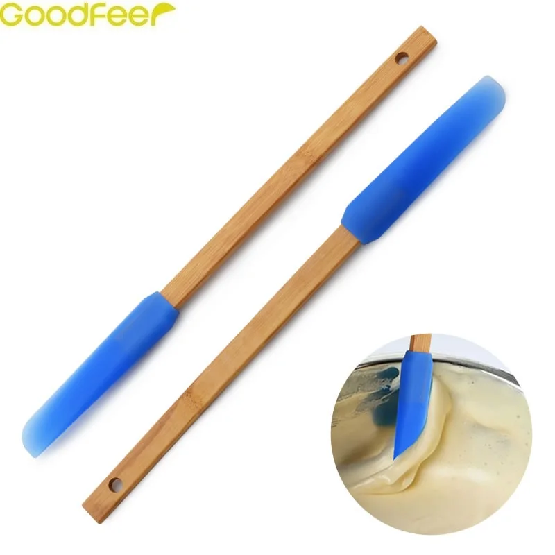 

Goodfeer Wood Handle Spatula Silicone Head Hanging Hole Non-stick Heat-resistant Spatula Cream Butter Scraper Kitchen&Dining