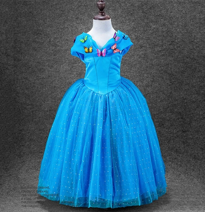 

D072 New Fashion Children Clothes Cosplay Cinderella dress gauze bow girl dresses