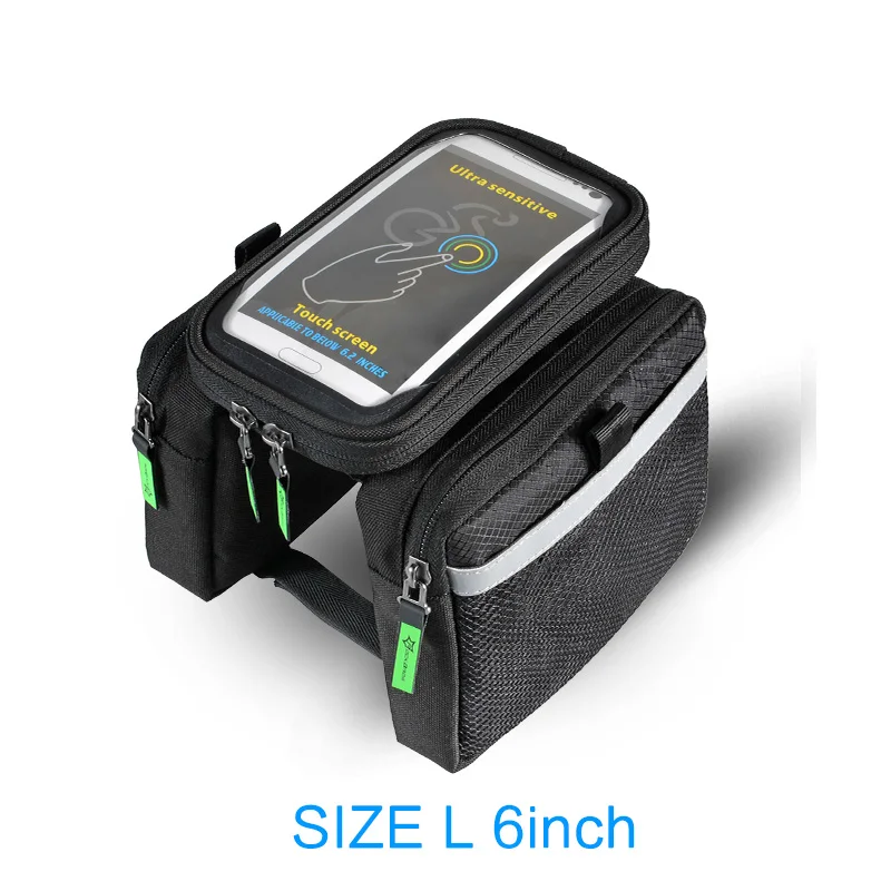 ROCKBROS дождевые велосипедные передние сумки рамы паньера двойной чехол для 5.7- 6 дюймов смартфона с сенсорным экраном - Цвет: 6.0 inch