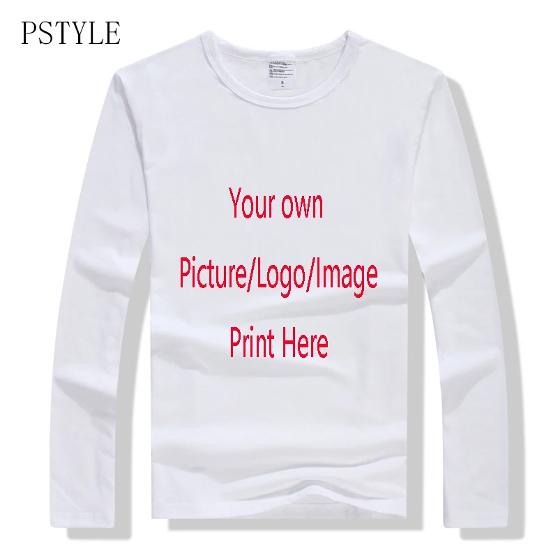 

PSTYLE Long Sleeve T Shirts Men Custom T-shirt Own Design Logo Printing Tshirt Man Casual Tee Tops Autumn Clothing
