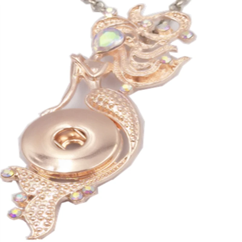 

Rose gold 18-20MM Snap Button DIY Pendant Necklace Jewelry beauty fish For Women DIY 18MM Snap Button GJ05