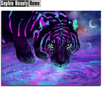 

Needlework Diy 5D Diamond Painting Animal Color Tiger Full Diamond Mosaic Pattern Diamond Embroidery Rhinestone Home Decor189116