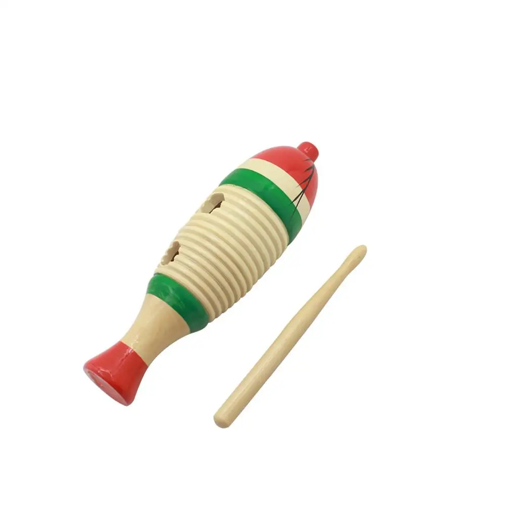 ไม้GuiroกับStickปลารูปOrff Instrumentการศึกษาพัฒนาการของเล่นดนตรีเด็ก
