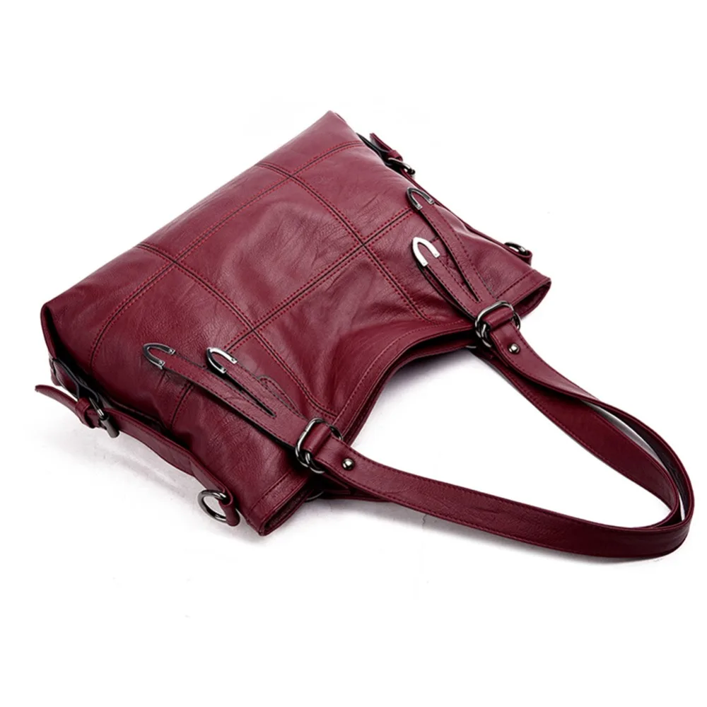 Женская кожаная сумка через плечо в стиле ретро, Повседневная сумка, женские сумки, женские сумки с двойными стрелками, большая однотонная роскошная сумка-тоут