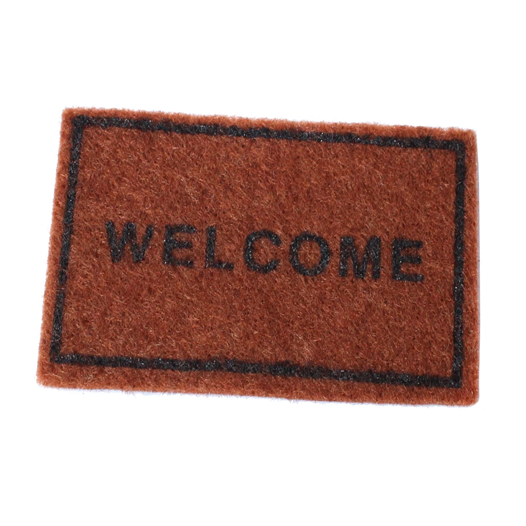 1:12 Miniature Dollhouse Furniture Brown Rug Living Room Bedroom Art Floor Decoration Kids Dollhouse Accs Pretend Play Toy 