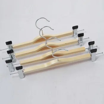 

(Free Shipping) Natural Wooden Hanger with Clips for Pants,for Skirts,laminated wooden (10 pieces/ lot)