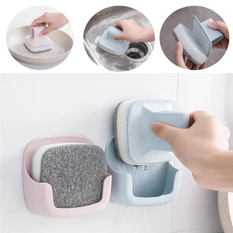 

Kitchen Wall-mounted with handle Sponge Dishwashing Brush Pot Cleaning Brush Kitchen cleaning accessories, convenient A1