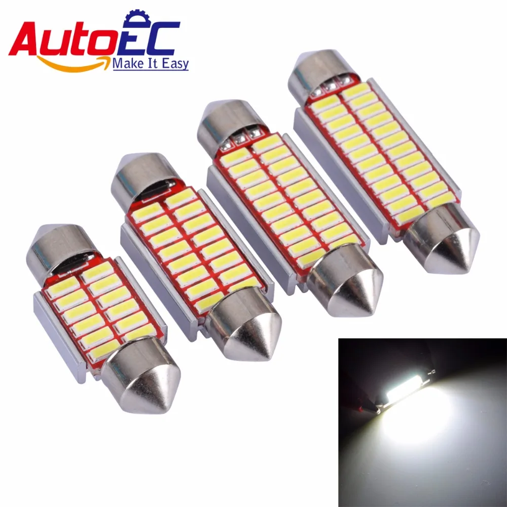 

AutoEC 100x 31mm 36mm 39mm 41mm C5W C10W 12 16 20 24 SMD 4014 LED Bulb CANBUS ERROR FREE Auto Festoon Car Interior Lamp #LK142