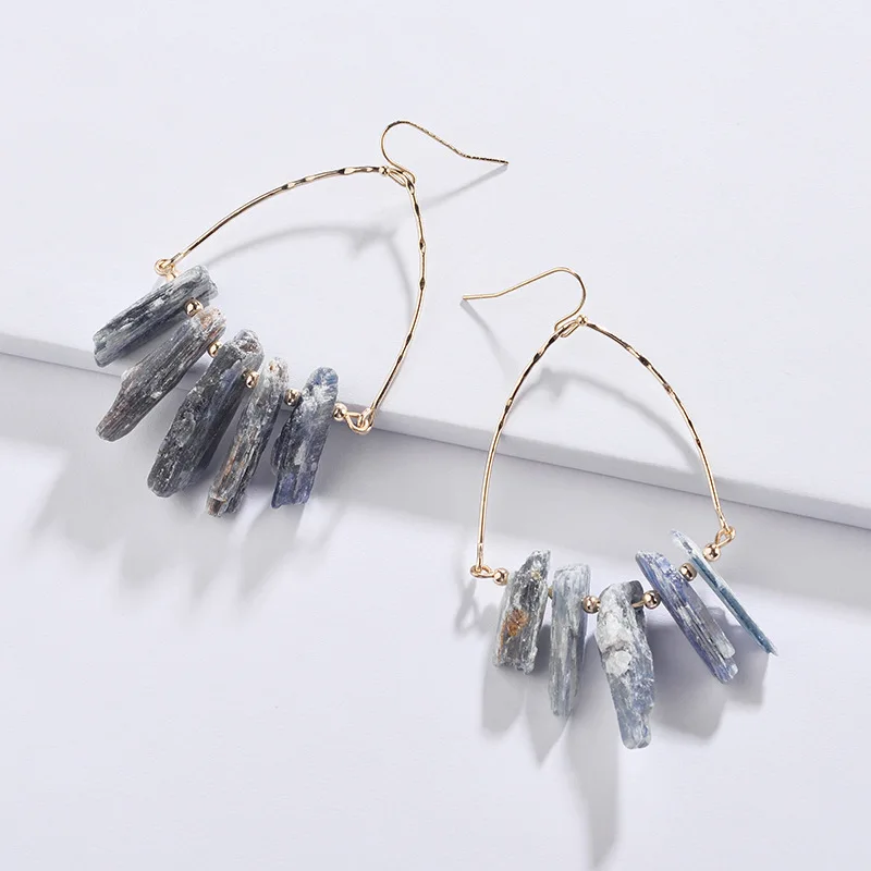 

1Pairs New Irregular Natural Stone Druzy Drop Earrings Gold Color Quartz Dangle Statement Earrings For Women Fashion Jewelry