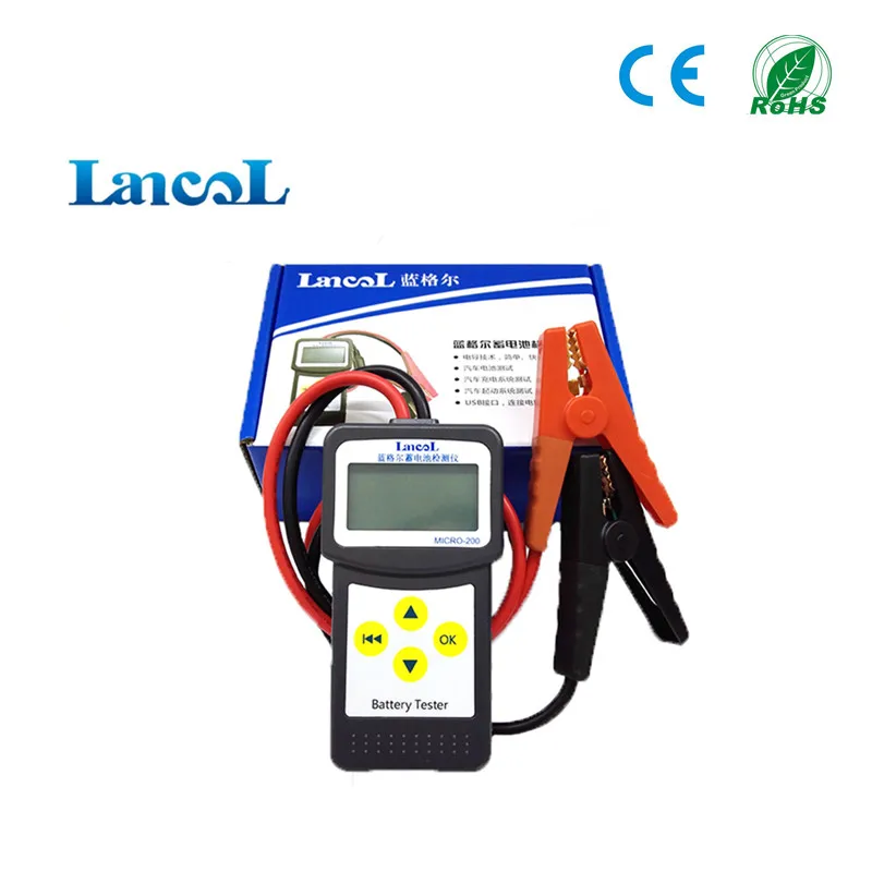 Lancol профессиональный Micro 200 диагностический инструмент автомобиля Батарея тестер анализатор для автомобиля 12v cca Батарея Системы тестер USB для печати
