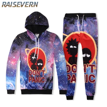 

RAISEVERN 2019 ricky and morty Print 3D Hoodies Pants Tracksuit Men Two Piece Set Hooded Sweatshirt Male Hip Hop Track Suit