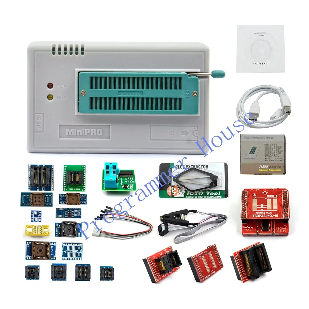 XGecu V10.35 TL866II Plus Универсальный минипро USB программатор + 24 адаптера SOIC8 Клип TL866 PIC Bios