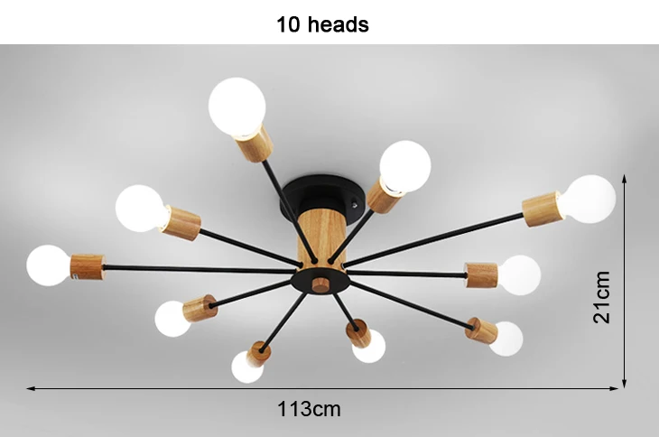 Деревянный потолочный светильник s для гостиной Ретро Домашний Светильник ing мульти Железный кронштейн потолочный светильник E27 ресторанный светильник