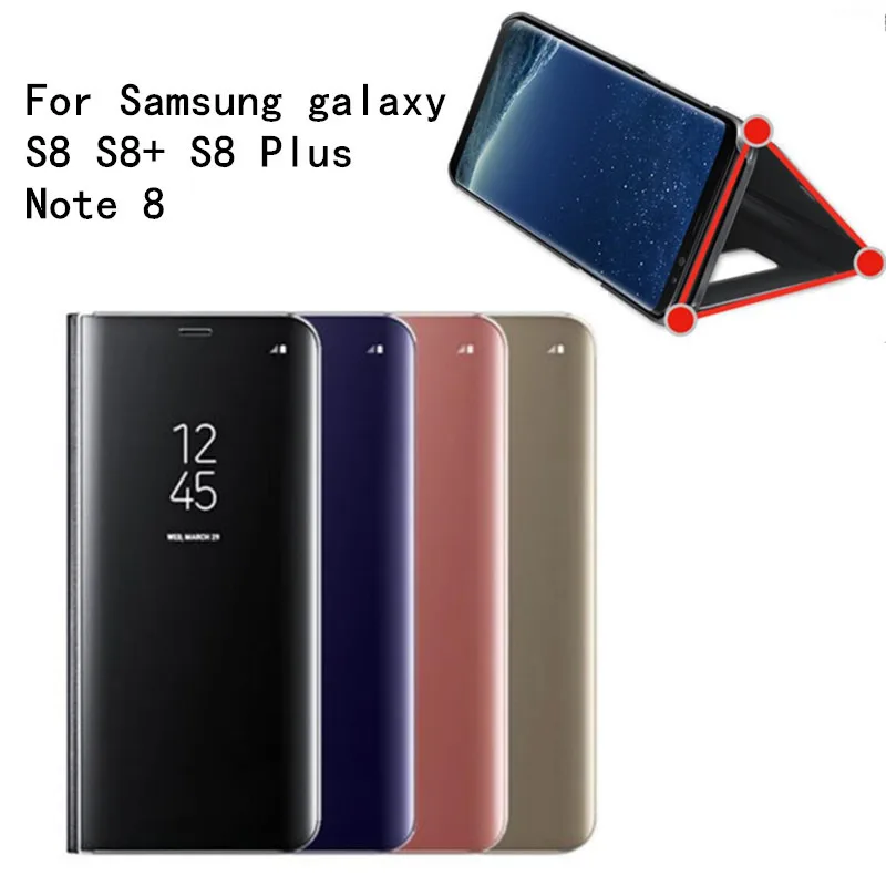 

Mirror Ultra thin Flip Smart View Case Clear View Standing Hard Back Leather Cover For Samsung Galaxy S8 S8+ S8 Plus Note 8