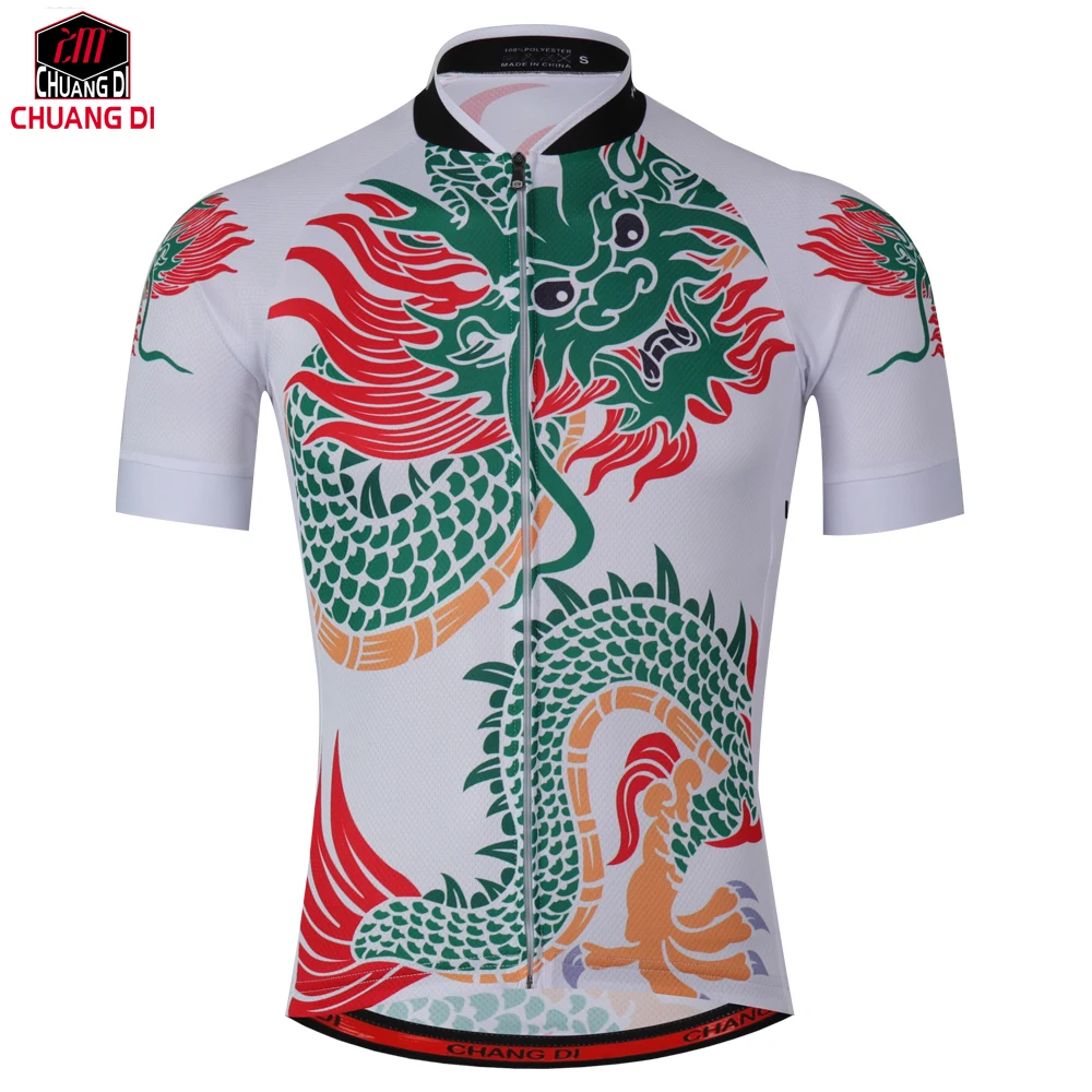 

chuangdi New New Men Couple Shirts Ropa Ciclismo Team Cycling Jersey Bicycle Short Sleeve Tops Outdoor Wear Chinese dragon